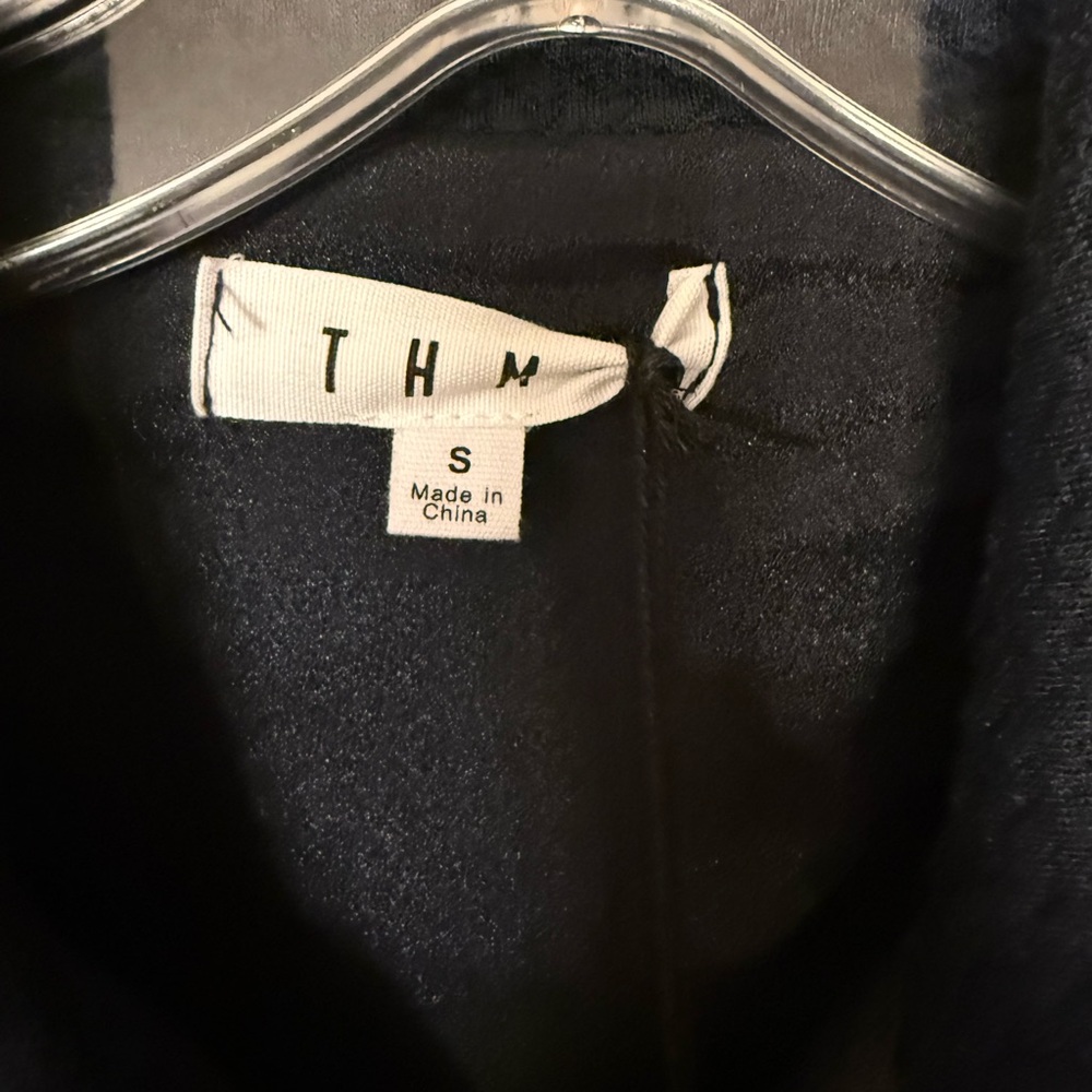 THML navyTextured Short Dress with White Piping - Picture 5 of 7